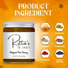 Whipped Fire Honey with Turmeric, Ginger, Ceylon Cinnamon, Cayenne & Black Pepper – Raw Spicy Honey Spread for Immune Support, Energy & Wellness Fire Cider Inspired