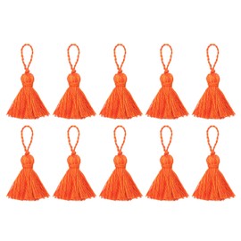 HARFINGTON Bookmark Tassels - 24Pcs 7.5cm/3" Soft Mini Tassel with Cord Loop for Keychain Bag Pendants Handmade DIY Crafts Accessory, Orange