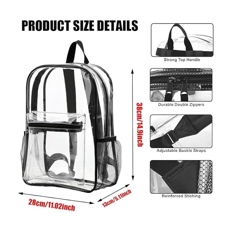 Grzhiyi Water Resistant Transparent Backpack,Clear Bag Backpacks PVC, Boys, Girls,