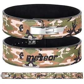 MUSCLE GYM Self-Locking Weight Lifting Belt for Men and Women | Sweat Absorbing Power Lifting Lever Pro Leather Gym Belt for Cross Fit, Power Lifting, Squats and Lumbar Support (Green Camo, LARE)
