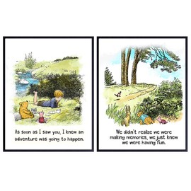 Nursery Wall Decor - Vintage Quotes Wall Art, Gift for Women - Baby shower Gifts - Toddler, Little Girl, Baby Boy, Kids Bedroom Decor - Christopher Robin, Piglet