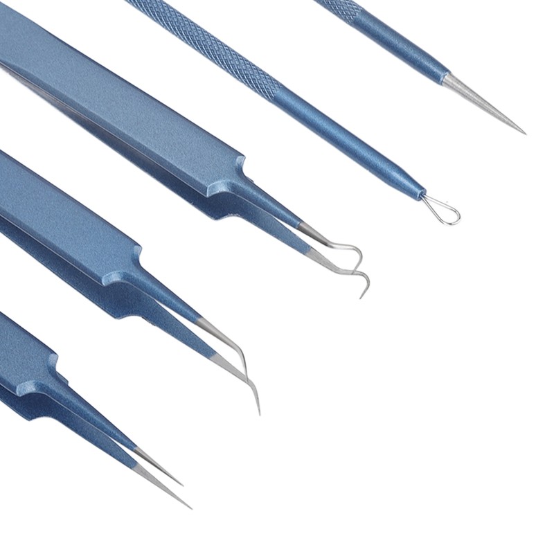 5pcs Blackhead Remover Professional Stainless Blue Acne Needle Tool Set
