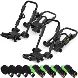 Soarify Folding Kayak Roof Rack Premium J-Bar for Canoe Carrier SUP Paddle Surfboard Mount on Car SUV and Truck Crossbar (2 Pair)