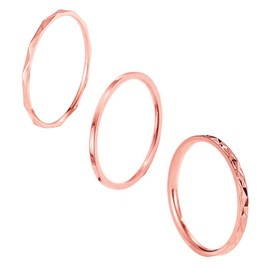 Caiyao Minimalist 3pc 1mm Stainless Steel Faceted Edge Ring Set for Women Simple Knuckle Stacking Thumb Wedding Delicate Band Finger Jewelry for Women-rose gold 9, Gold,Rose Gold,Silver,Stainless
