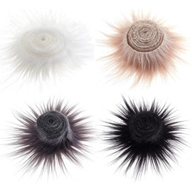 GORGECRAFT 4 Colors 150x 9~15cm Shaggy Plush Faux Fur Trim Ribbon Fabric Precut Artificial Strips White Black Khaki Gray Fluffy Fuzzy Craft Fur Pieces Gnome Beards for Hair Santa Claus Cosplay Costume