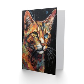 Artery8 The Cats Eyes Tortoiseshell for Him or Her Man Woman Birthday Thank You Congratulations Blank Art Greeting Card