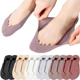 KEEYOYOBE [6 Pack] No Show Socks for Women - Ice Silk Cotton Blend, Anti-Slip Grip, Breathable Invisible Low Cut Ankle Socks, Multi-Color