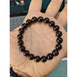 RAYON GARNET bead bracelet MEN Stretch 10mm Untreated 7 7.5 8 8.5 inch
