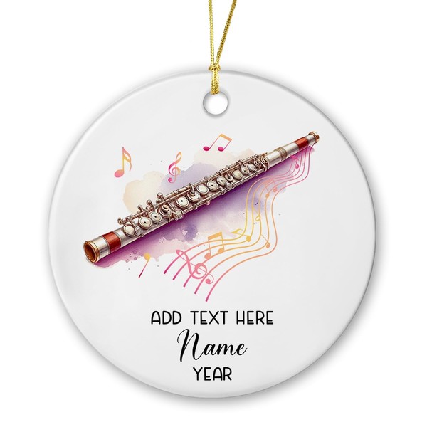 Personalized Flute Musical Instrument Ceramic Ornaments Xmas, Flute Player Christmas