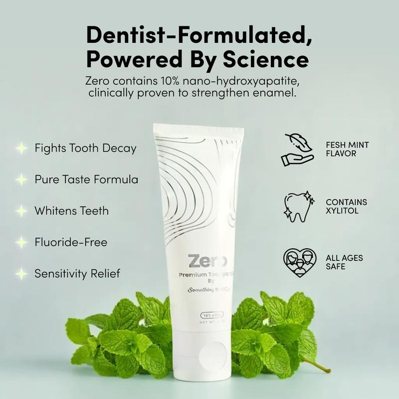 Something Nice Zero Premium Toothpaste with 10% Nano-Hydroxyapatite, Xylitol, and