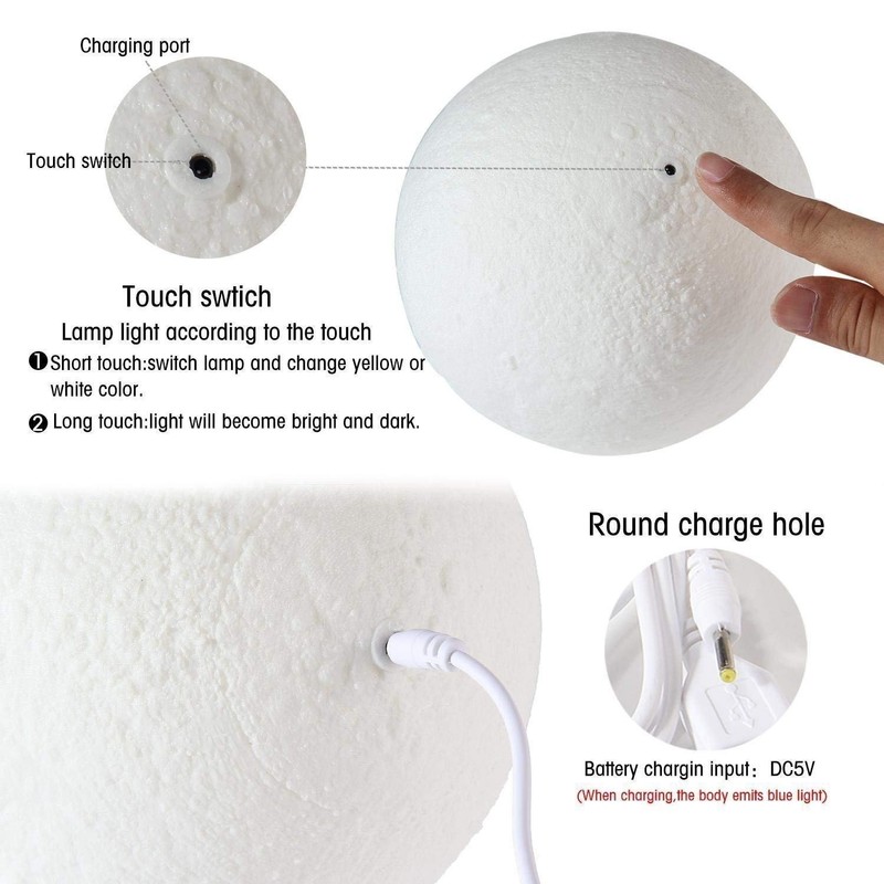 DESABF Full Moon Lamp 3D LED Night Modern Floor Lamp