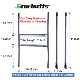 Storbuffs Potted Plant Mover and Lifting Straps for Garden, Landscaping Lifting Straps, Move Heavy Garden Objects:Garden Flower Pots, Planters, Trees, Rocks, Gray, Middle and Small