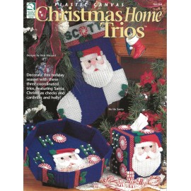 House of White Birches Christmas Home Trios Plastic Canvas Cardinals Holly Santa Snowflake Peppermint