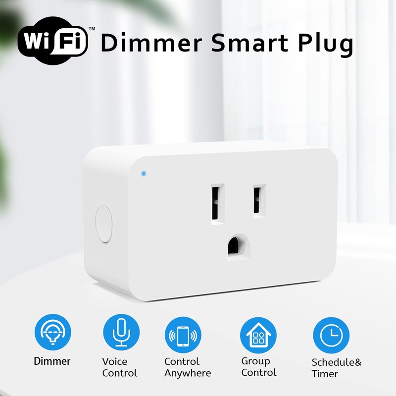New One 2 Pack 2.4G WiFi Dimmable Smart Plug, Smart