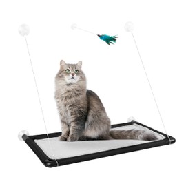 PIAPIA Cat Hammock, Window Perch - Extra Large and Sturdy - Safely Holds 60lbs - Durable Heavy-Duty Suction Cups - Comfortable Bed & Seat for Indoor Cats - Free Toy