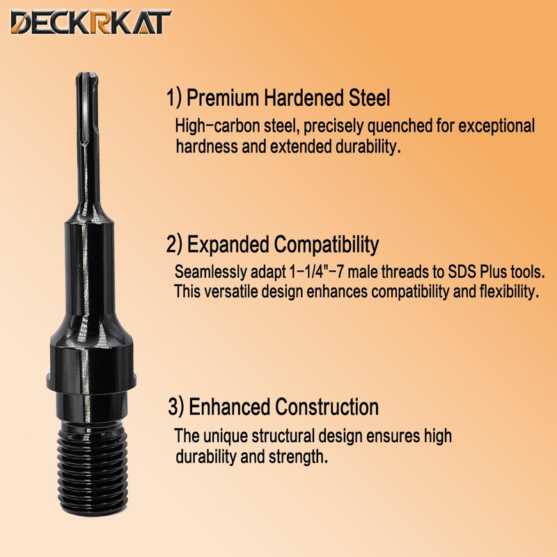 1-1/4"-7 Male Thread to SDS Plus Shank Adapter for Diamond