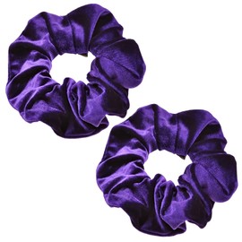 2 Pcs Velvet Scrunchie, Purple Hair Accessories, Shiny and Soft Jersey Fabric Hair Scrunchie Elastic Hair Band, Scrunchy Holder for Women Girl Kids, Purple
