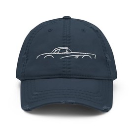 C1 Sports Car 1953-1962 American Classic Car Silhouette Embroidered Cap for Corvette Owners Distressed Dad Hat Navy