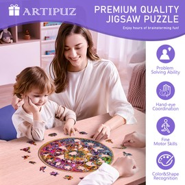 Wooden Puzzles for Adults - Mandala Dreamland Wooden Puzzle, Unique Shape Wood Jigsaw Puzzle for Adults, Wood Puzzles Adult, Gifts for Family, Wall Art Home Decor (190pcs 11.4 * 11.4in M)