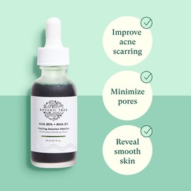Botanic Tree Matcha Peeling Solution Chemical Peels for Face - Dark Spots - AHA 30% + BHA 2% - 10 Minute Exfoliating Skin Face Peel with Glycolic Acid and Salicylic Acid, 30ml / 1fl oz.