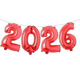 16 Inch 2026 Balloons Number 2026 Foil Balloons for New Years Eve Party Supplies Anniversary Party Graduation Decorations Home Office Decoration (2026 Red)