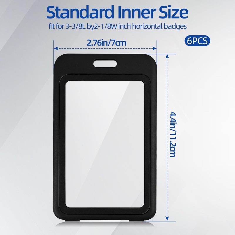 6Pcs ID Badge Holder, Hard Plastic ID Card Holder for