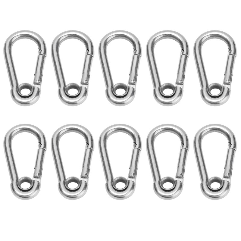 10Pcs Snap Hook Stainless Steel Safety Rope Spring Carabiner Hanging