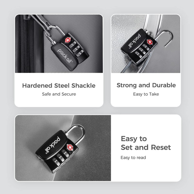 pack all TSA Approved Luggage Lock, Inspection Indicator, Alloy Body,