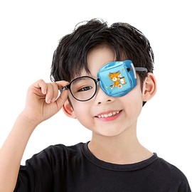 [HYCALY] Eyeglass Eye Patch, Silk Eye Patch, For Children, For Amblyopia, 360° Light Blocking Silk Material, 3D Pattern, Muscle Correction, Lazy Eye, Protective Eyepatch, Strabismus, Vision