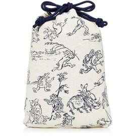Whole Japan Drawstring Bag 7.9 x 11.0 x 0.6 inches (20 x 28 x 1.5 cm), Choju-Giga, White