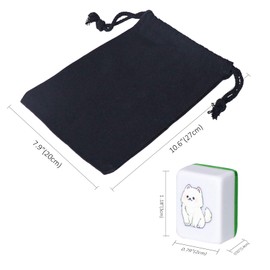 GRACIAS 4 Players Mahjong Block Set, 128 Green Tiles(1.18”) with Animal and Food Pattern, Portable Mahjong Set with A Carry Bag, Mahjong Tile Game