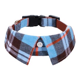 Faleela Cotton Plaid Shirt Style Dog Collar Soft Cute,Boy Dog Collar with Quick-Release Buckle,Adjustable Bow Tie Collar for Small Medium Large Dogs