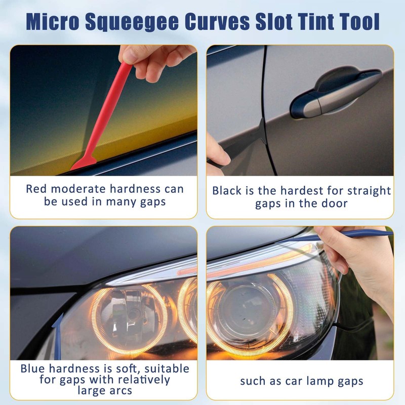 Bewudy 6 Pcs Car Micro Squeegee Curves Slot Tint Tool