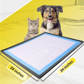 Skywin- Pee Pad Holder Tray 28 x 34 Inches, Puppy Pad Holder, Easy to Clean and Store Pee Pad Holder for Dogs, Silicon Training Pad Holder, No Spill Puppy Pad Holder (Grey)