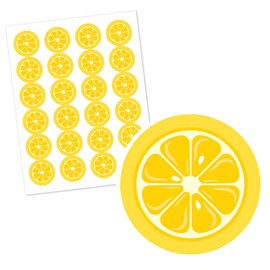 Big Dot of Happiness So Fresh - Lemon - Citrus Lemonade Party Circle Sticker Labels - 24 Count