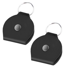 WLLHYF 2PCS Leather Keychain Ring Holder Jewelry Travel Pouch Ring Storage Box Ear Hook Flat Case Coin Bag for Workout Gym (Black)