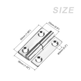 sourcing map Lift Off Hinge (50mm/2") 2pcs, 304 Stainless Steel Left-Handed Slip Joint Small Flag Hinges - for Cabinet Door, Silver Tone