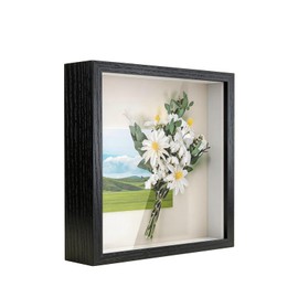 6x6 Shadow Box Frame, 3D Picture Frame Display Cas with Real Transparent Glass for Photos, Memorabilia, Crafts, Souvenir, Wedding Memories, Baby Items - Black/ 1.2 Inch Depth
