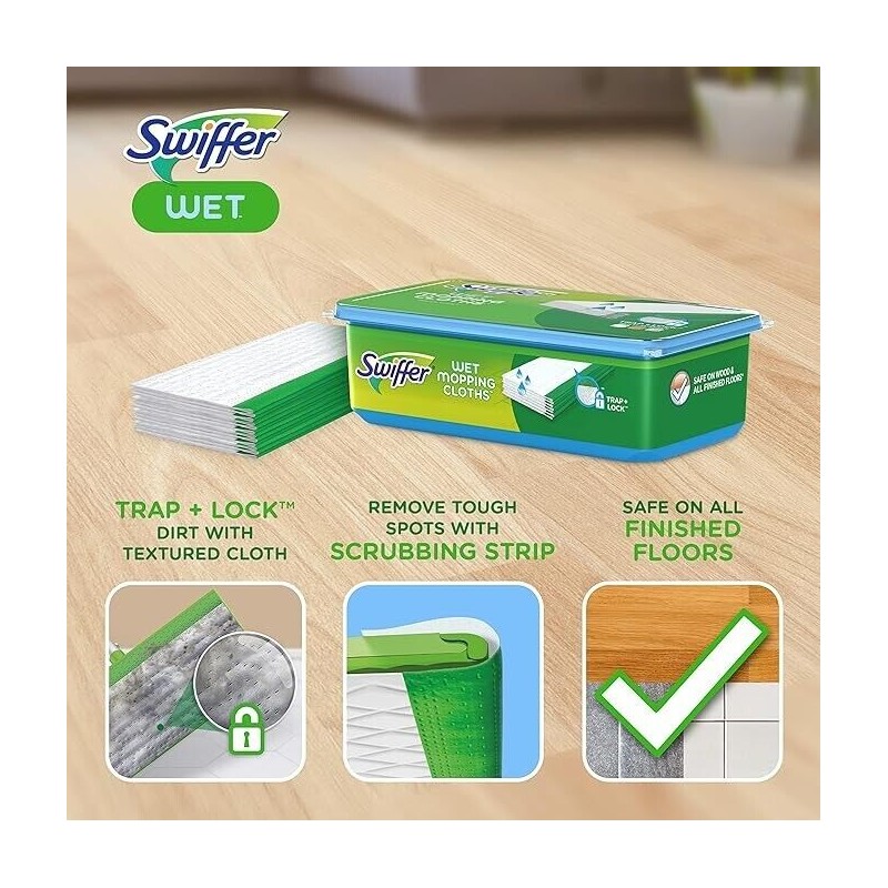 Sweeper Wet Mopping Pad Refills for Floor Mop, 12 Count