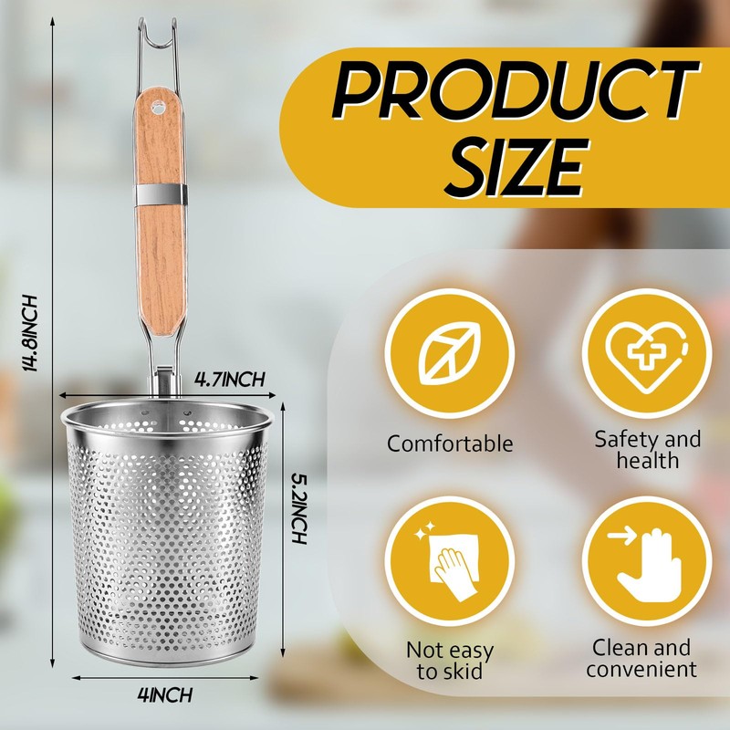 Tessco 4 Pcs Pasta Strainer, 4.7" x 5.2'' Stainless Steel
