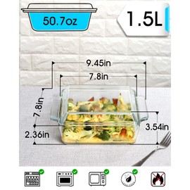 NUTRIUPS 8x8 Baking Dish Square Casserole Baking Dishes with Glass Cover Glass Casserole Dish with Lid Baking Dish Glass Baking Pan for Baking
