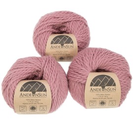 (Set of 3)100% Baby Alpaca Yarn Not Wool [163.5 Yards Total] (Pink Mauve, 5 Bulky)