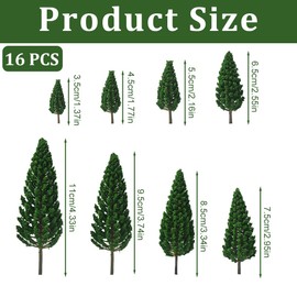 NHQZ Pack of 16 Model Building Trees, Miniature Decoration, 3.5 cm - 11 cm Model Trees, Miniature, Train Trees, Railway, Landscape, Diorama Trees, Architecture Trees, for DIY Landscape, Mini