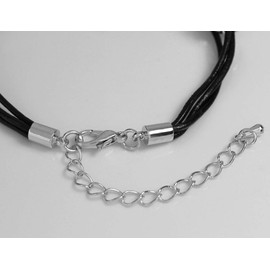 Kigu Emily Name Bracelet - Genuine Leather Multi Strand Bracelet & 18K White Gold Plated Engraved Heart Charm, Leather