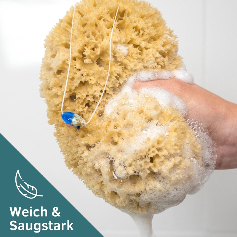 Natural Sponges with Cord & Glass Pendant - Unbleached Mediterranean