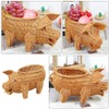 Holibanna Wicker Storage Basket Decorative Cute Pig Shaped Rattan Woven