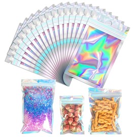 Bolsas Bolsitas para Dulces, 100 PCS Bolsas Hermeticas, Bolsas Holográficas Resellables, Aluminio por Ambos Lados, Bolsas Pouch Transparentes para Dulces,Accesorios,Aperitivos,Joyería,Cosméticos y Más