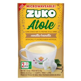 Zuko Atole Vanilla Instant Corn Starch Mix | Fortified with Vitamins | Just Add Hot Water | Microwaveable In Only 2 Minutes | 1.6 Ounce (Pack of 24)