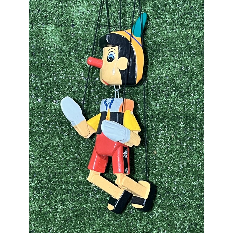 Wooden Pinocchio with Rope 25 cm Handmade in Indonesia
