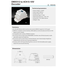DMX512 to 4CH 0-10V Decoder 0-10V LED Dimmer DMX512 Signal to 0-10V Signal RGB/RGBW controller 4 Channel Dimmer 5-24V